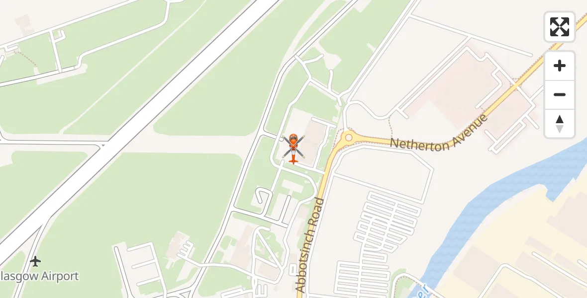 Flight path map showing Coastguard Helicopter route from Glasgow Airport to Glasgow Airport