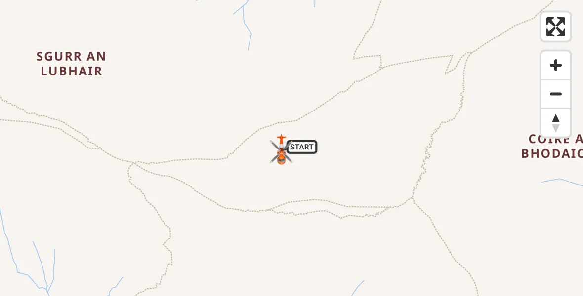 Flight path map showing Coastguard Helicopter route from Coire a' Mhail to Coire a' Mhail