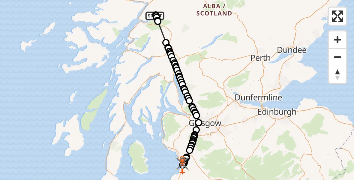 Routekaart van de vlucht: Coastguard Helicopter to Glasgow Prestwick Airport
