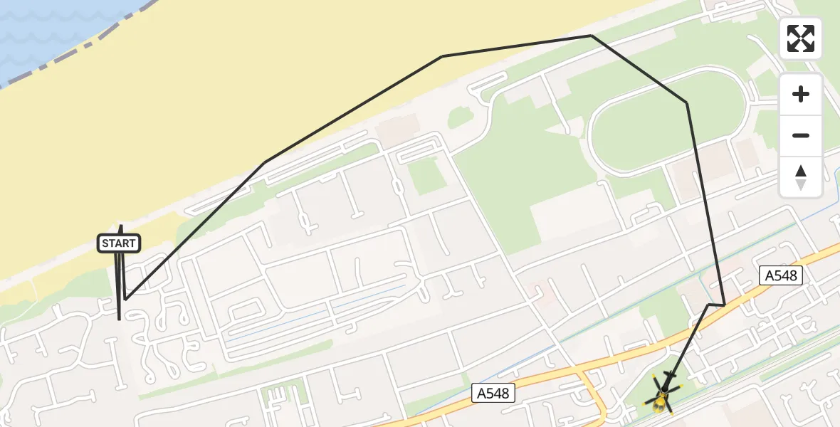 Flight path map showing Police Helicopter route from Prestatyn to Prestatyn