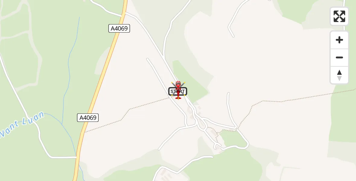 Routekaart van de vlucht: Air Ambulance Helicopter to Llandovery, A4069