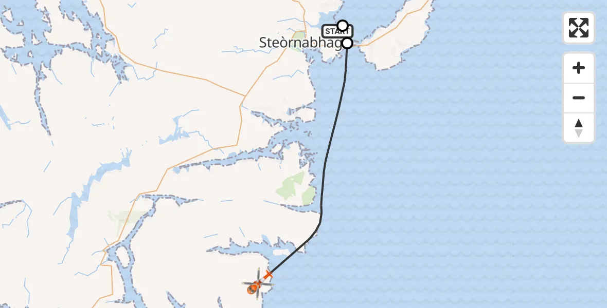 Flight route Coastguard Helicopter Stornoway Airport - Inner Seas, 25 April 2026, 08:32