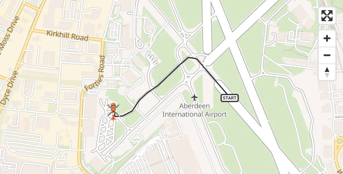 Flight route Coastguard Helicopter Aberdeen International Airport - Aberdeen International Airport, 25 April 2026, 10:02