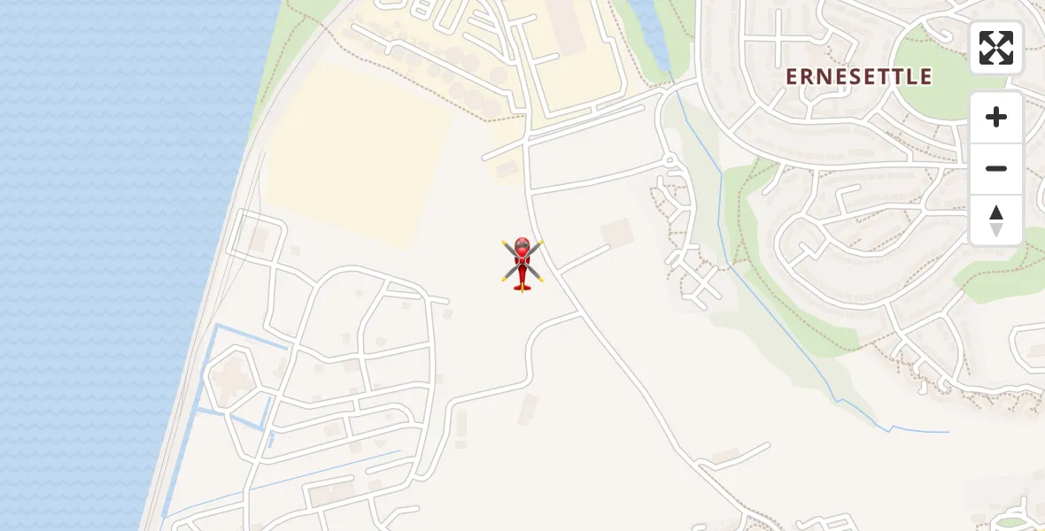 Flight path map showing Air Ambulance Helicopter route from Ernesettle to Ernesettle