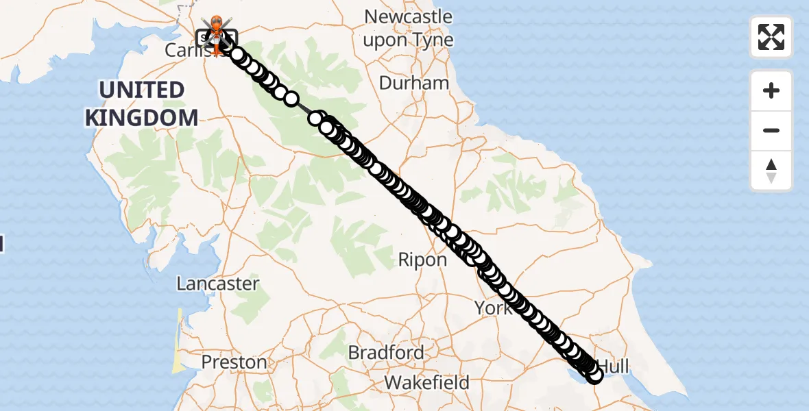 Flight route Coastguard Helicopter Carlisle Lake District Airport - Carlisle Lake District Airport, 25 April 2026, 17:20