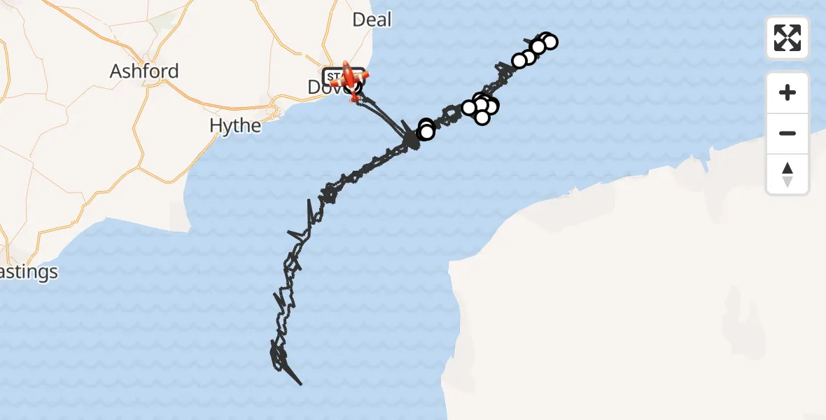 Flight route Coastguard Drone Dover - Dover, 26 April 2026, 01:05