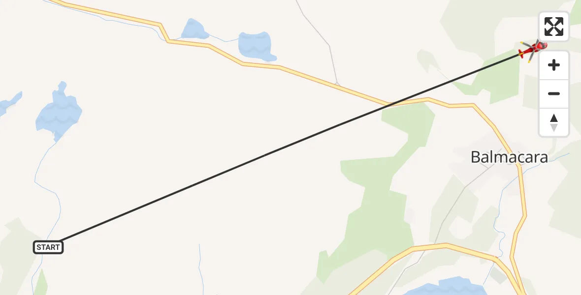 Flight path map showing Air Ambulance Helicopter route from Inner Seas to Inner Seas