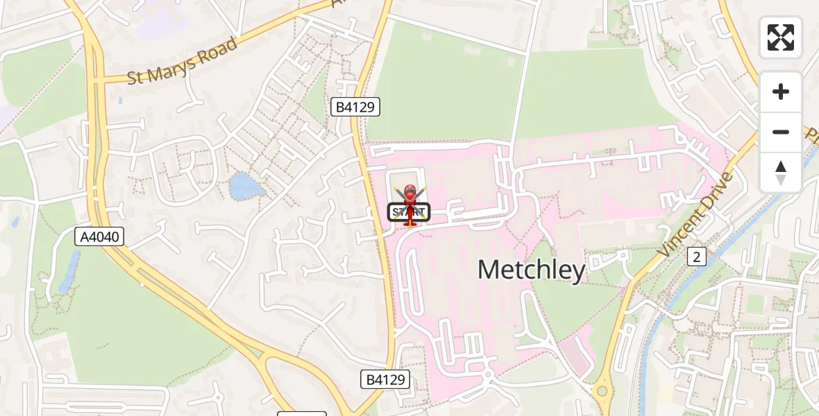 Flight path map showing Air Ambulance Helicopter route from Queen Elizabeth Hospital Helipad to Queen Elizabeth Hospital Helipad