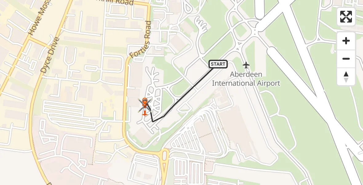 Flight route Coastguard Helicopter Aberdeen International Airport - Aberdeen International Airport, 26 April 2026, 12:54