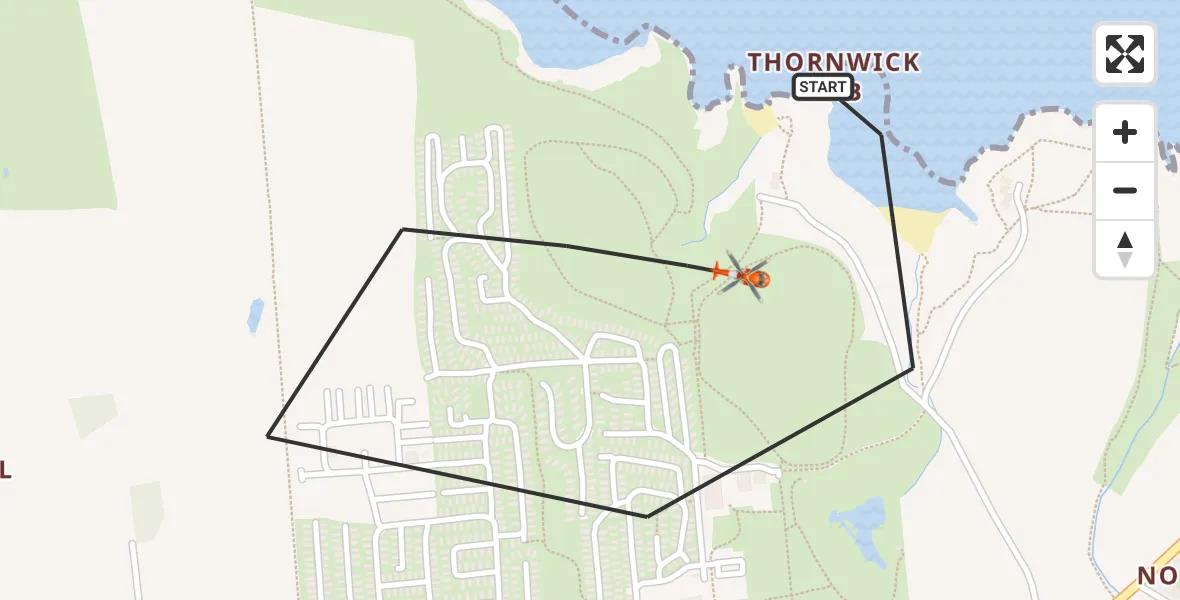 Flight path map showing Coastguard Helicopter route from Flamborough to Flamborough