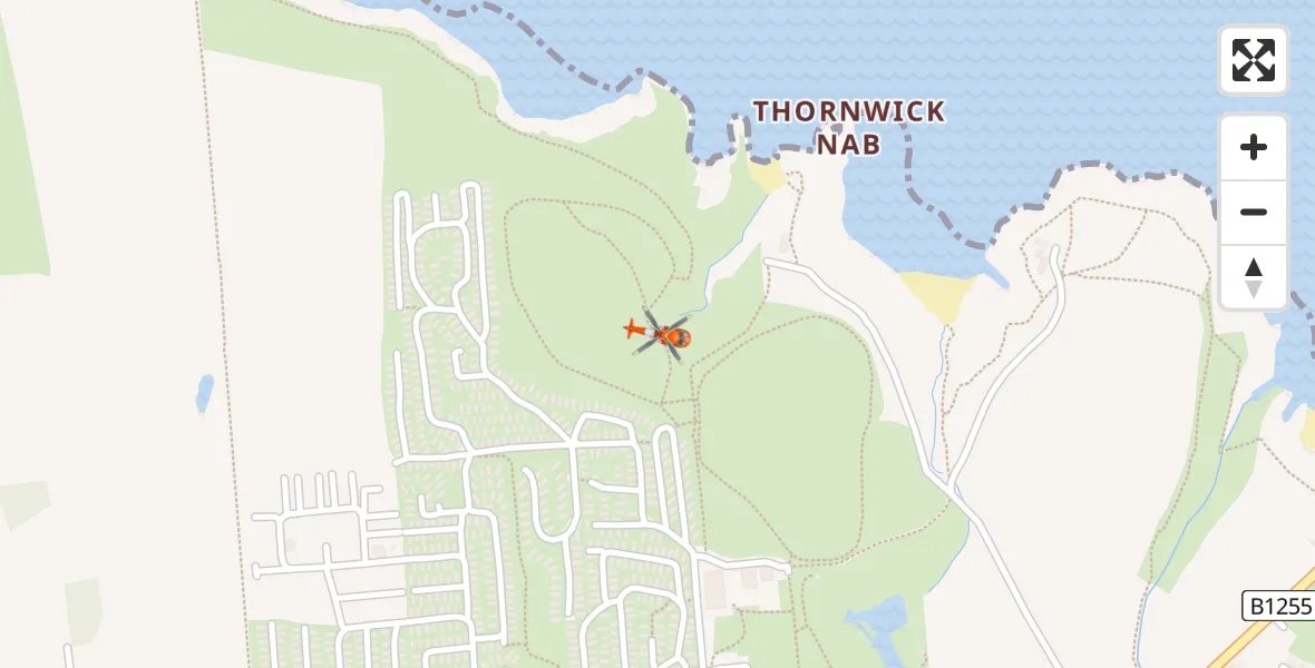 Flight path map showing Coastguard Helicopter route from Flamborough to Flamborough