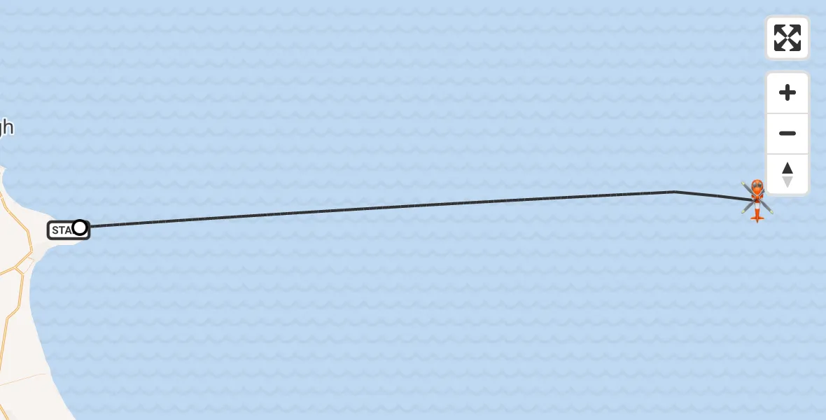 Flight path map showing Coastguard Helicopter route from Flamborough to North Sea