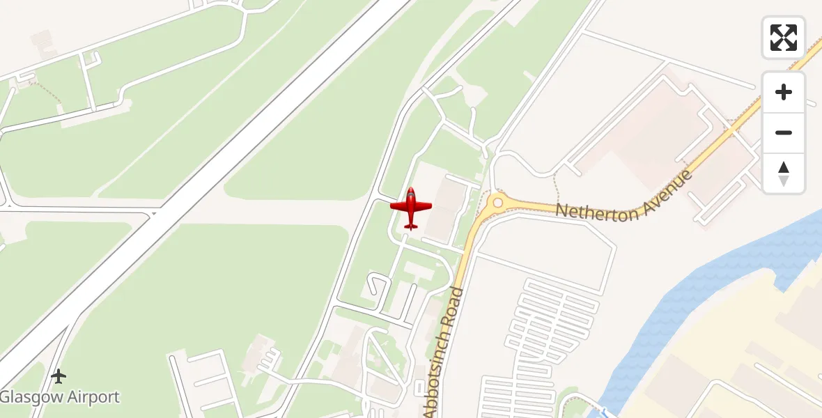 Flight path map showing Air Ambulance Aircraft route from Glasgow Airport to Glasgow Airport