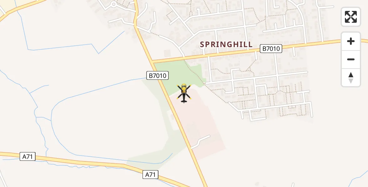 Flight path map showing Police Helicopter route from Shotts to Shotts