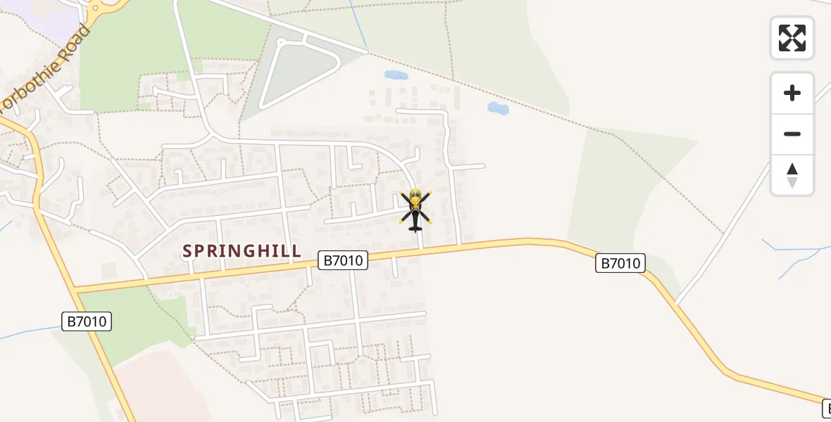 Flight path map showing Police Helicopter route from Shotts to Shotts