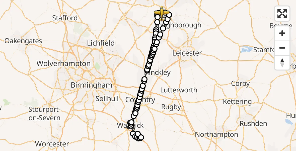 Flight route Police Aircraft East Midlands Airport - East Midlands Airport, 26 April 2026, 18:32