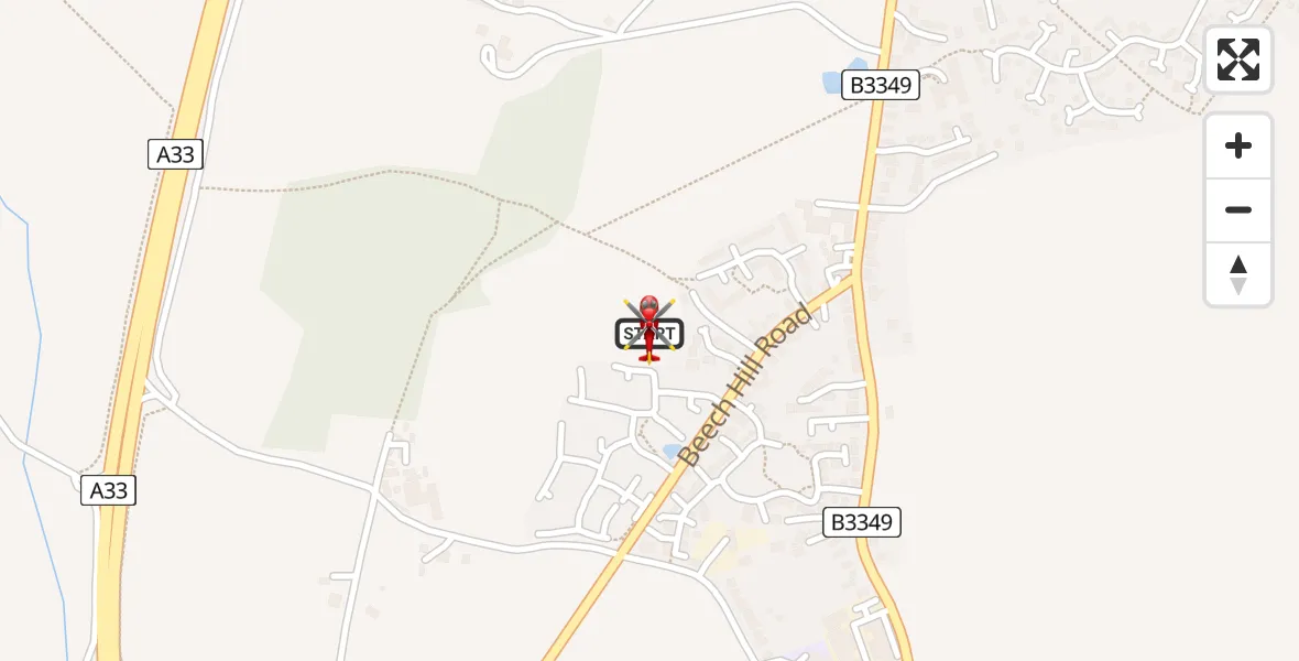 Flight path map showing Air Ambulance Helicopter route from Spencers Wood to Spencers Wood