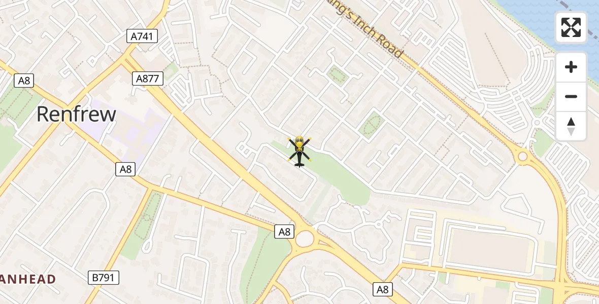 Flight route Police Helicopter Renfrew - Renfrew, 27 April 2026, 17:14