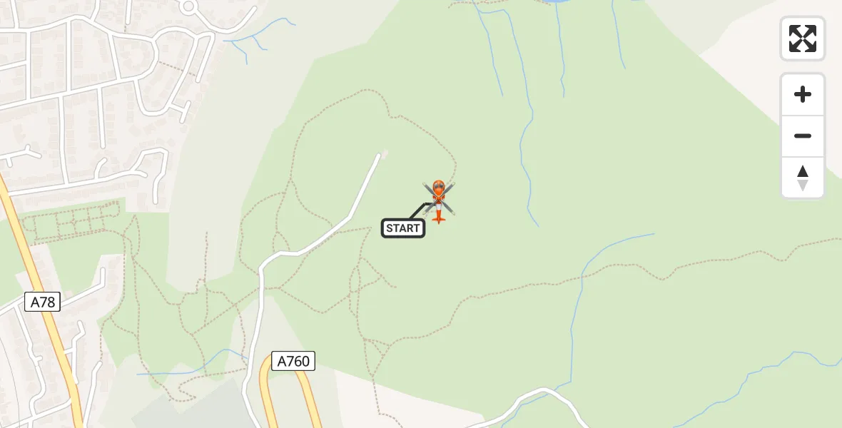 Flight path map showing Coastguard Helicopter route from Largs to Largs