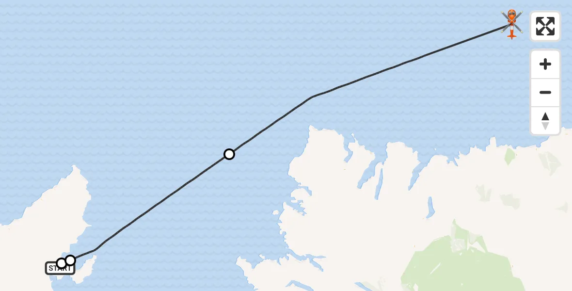 Flight path map showing Coastguard Helicopter route from Stornoway Airport to North Atlantic Ocean