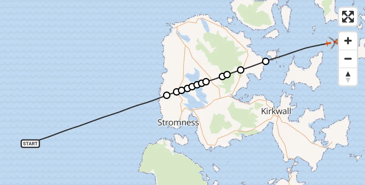 Flight path map showing Coastguard Helicopter route from North Atlantic Ocean to North Atlantic Ocean