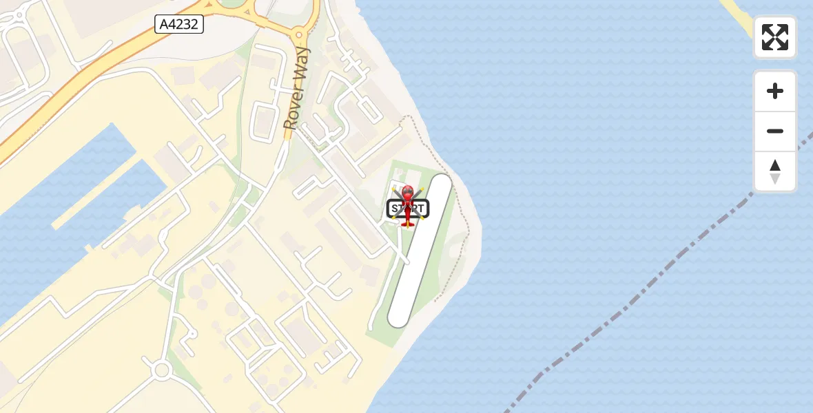 Flight path map showing Air Ambulance Helicopter route from Cardiff Heliport to Cardiff Heliport