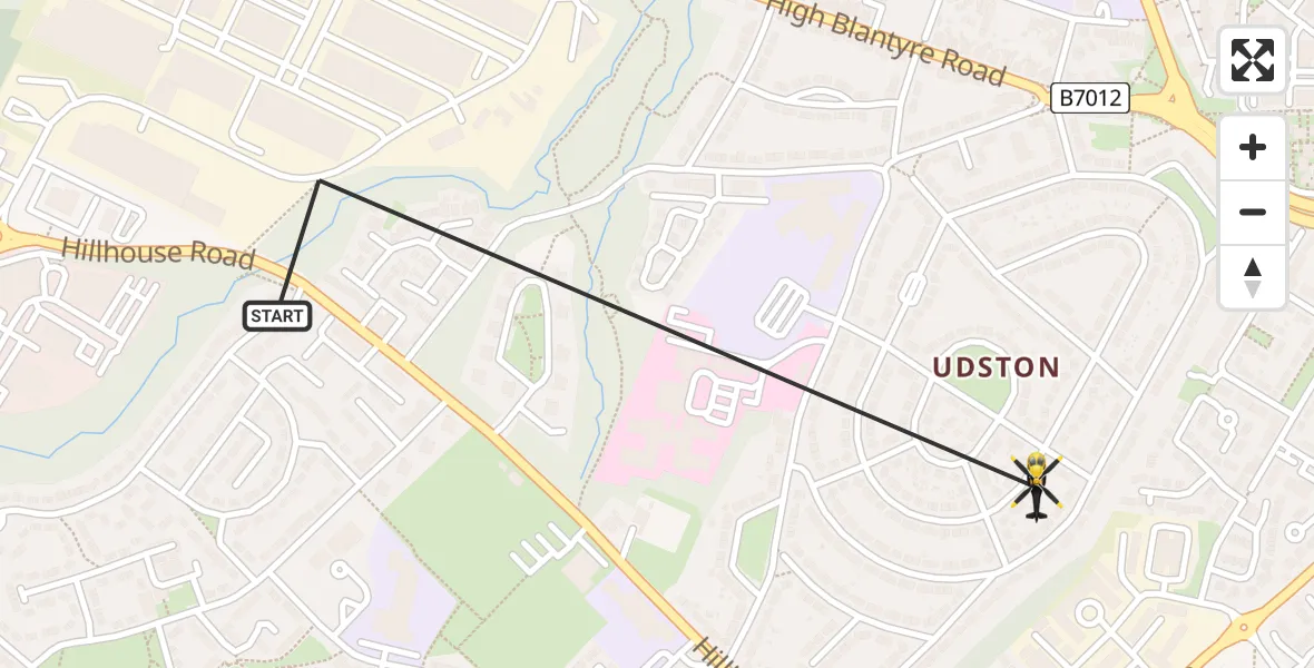 Flight path map showing Police Helicopter route from Blantyre to Blantyre