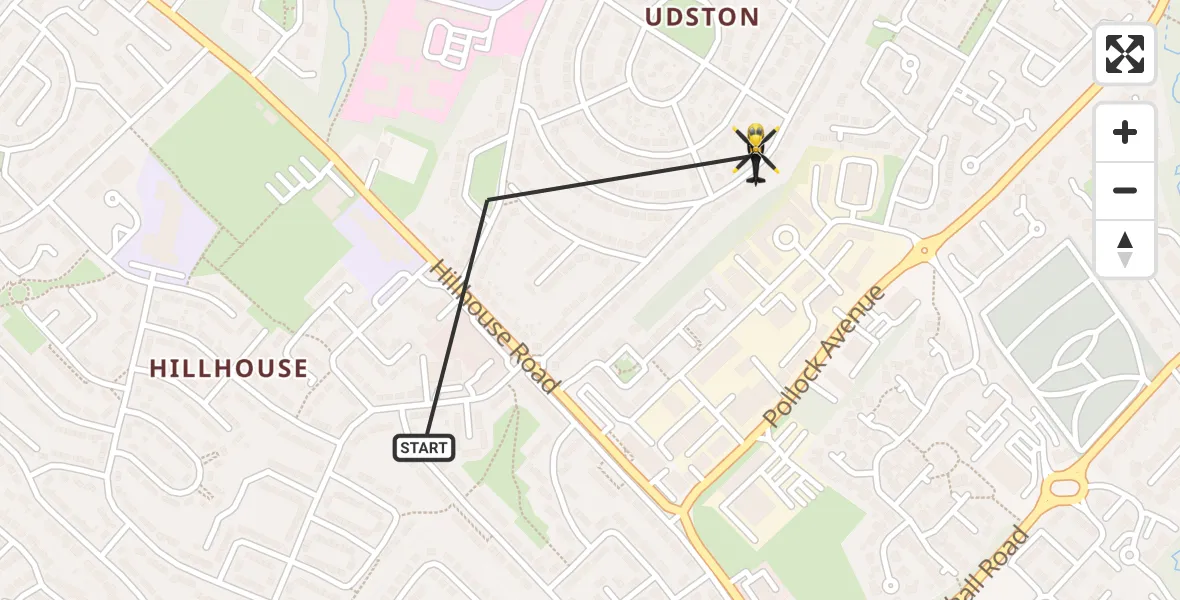 Flight path map showing Police Helicopter route from Blantyre to Blantyre