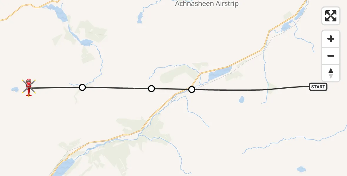 Flight path map showing Air Ambulance Helicopter route from Highland to Highland