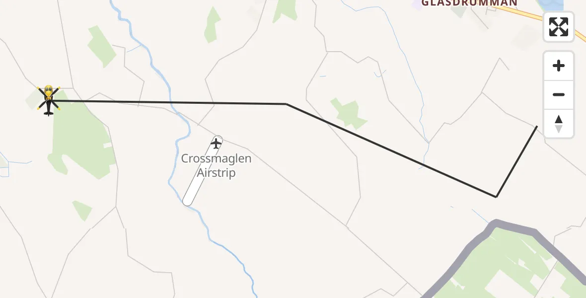 Flight path map showing Police Helicopter route from Crossmaglen to Crossmaglen