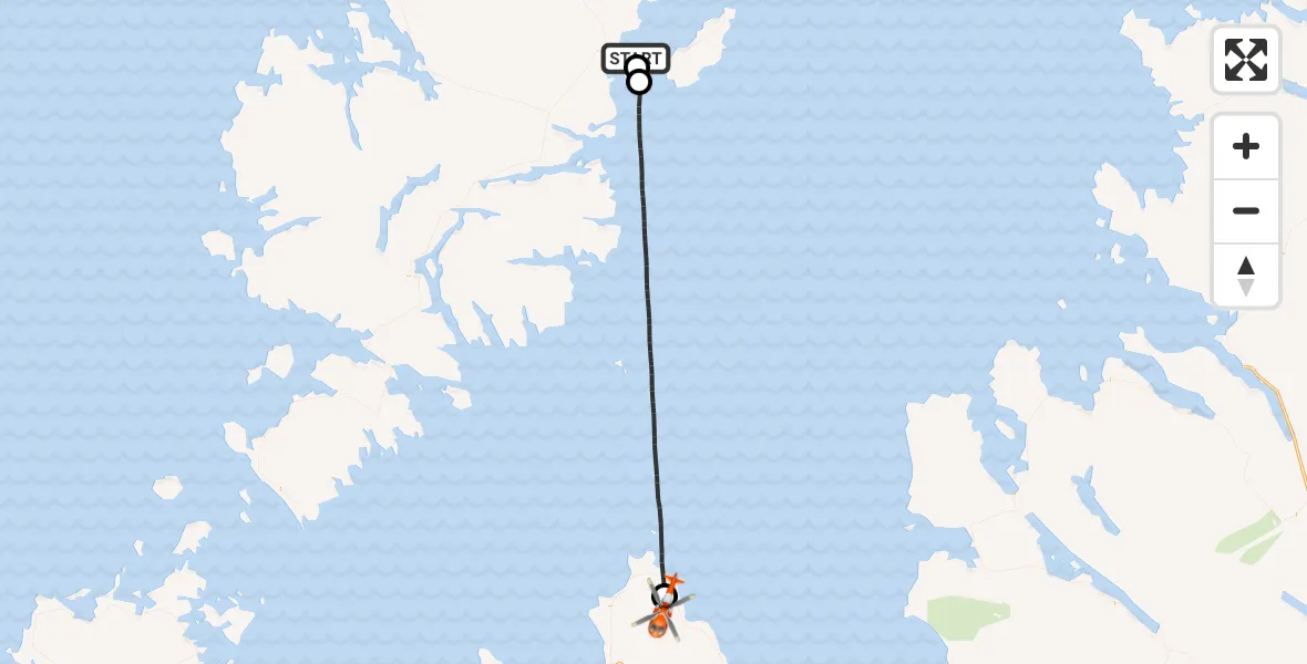 Flight path map showing Coastguard Helicopter route from Stornoway Airport to Staffin - Stafainn