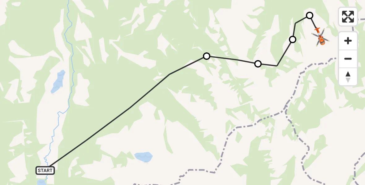 Flight path map showing Coastguard Helicopter route from Highland to Highland