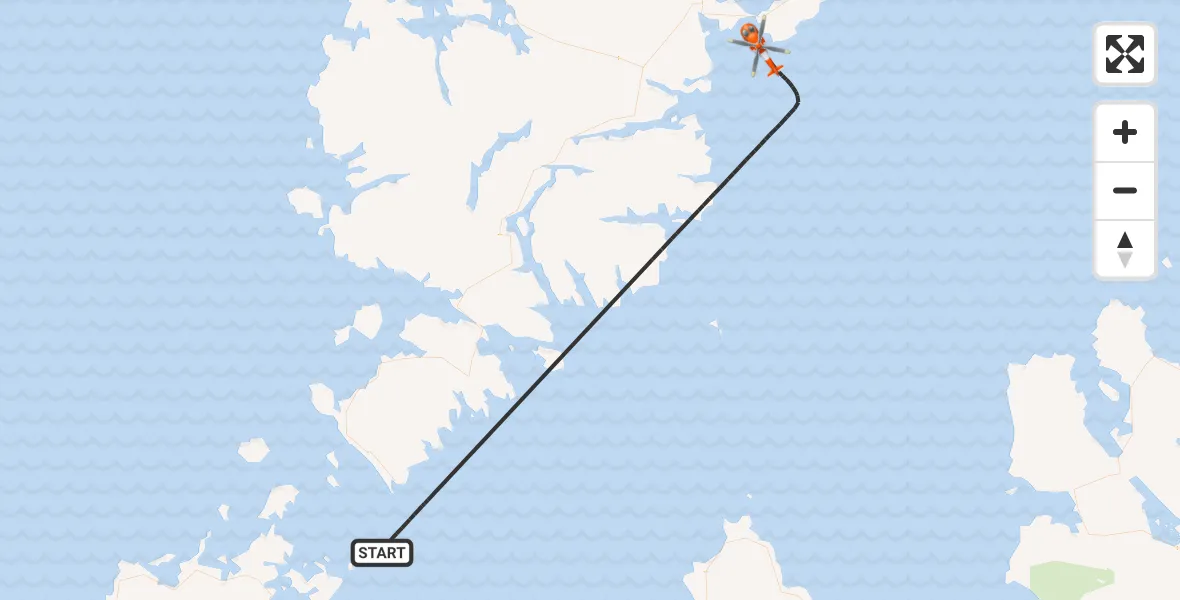 Flight path map showing Coastguard Helicopter route from Inner Seas to Inner Seas