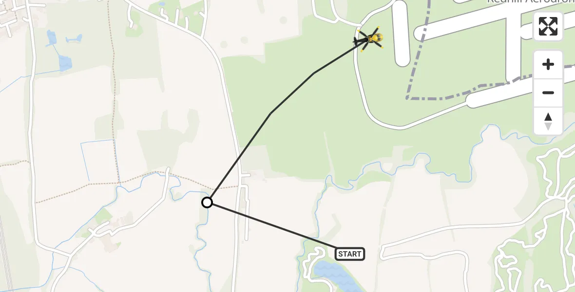 Flight path map showing Police Helicopter route from Redhill Aerodrome to Redhill Aerodrome