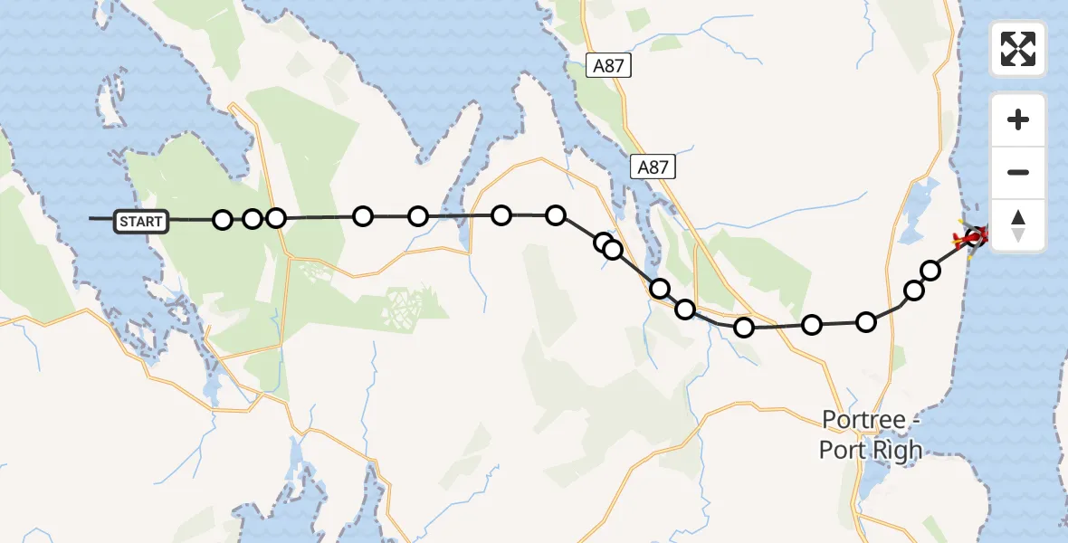 Flight route Air Ambulance Helicopter Dunvegan - Dùn Bheagain - Inner Seas, 29 April 2026, 10:23