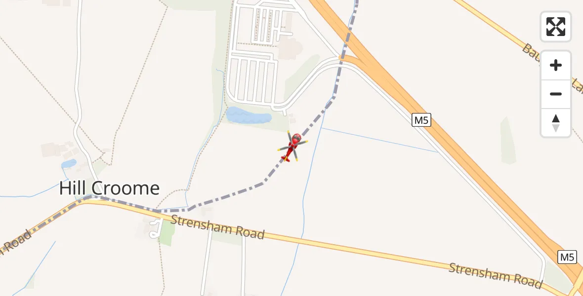 Flight route Air Ambulance Helicopter Hill Croome - Hill Croome, 29 April 2026, 10:57