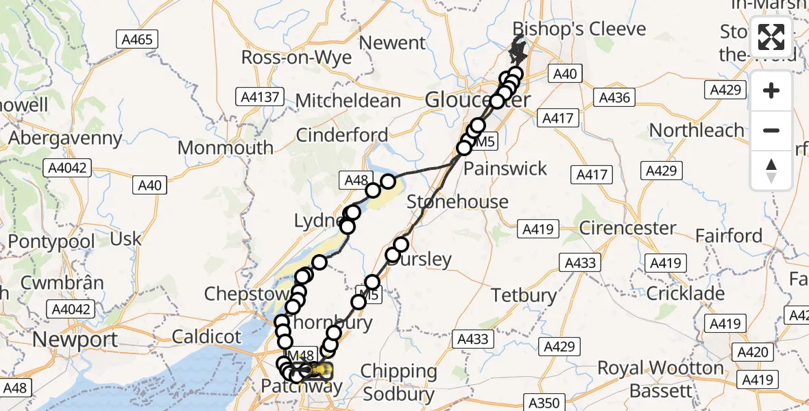Flight route Police Helicopter Almondsbury Helicopter Base - Almondsbury Helicopter Base, 29 April 2026, 13:44