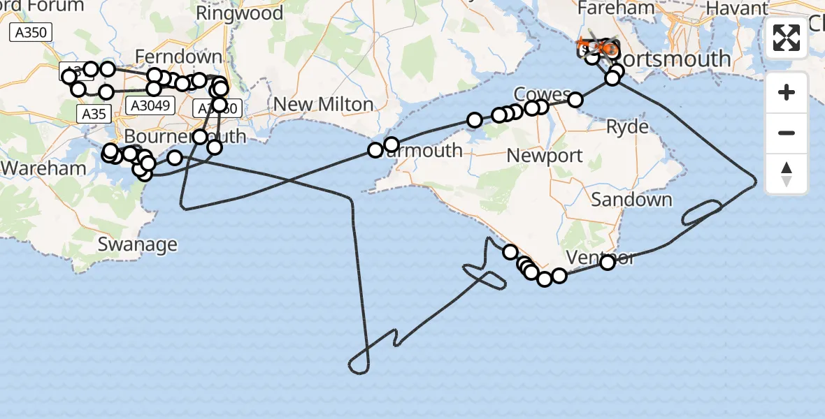 Flight route Coastguard Helicopter Solent Airport - Solent Airport, 29 April 2026, 13:48
