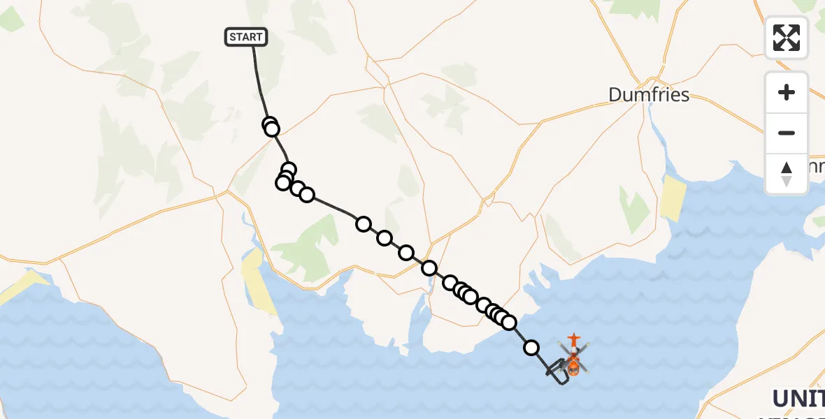 Flight route Coastguard Helicopter Dumfries and Galloway - Irish Sea, 29 April 2026, 14:03