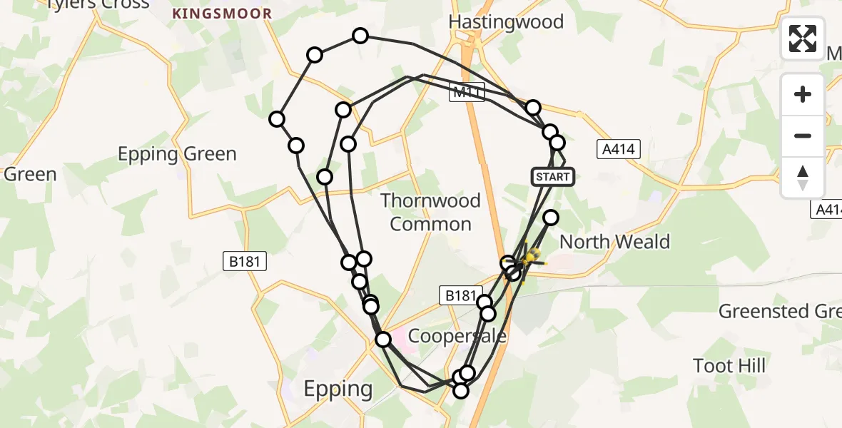 Flight route Police Helicopter North Weald Airfield - North Weald Airfield, 29 April 2026, 14:17