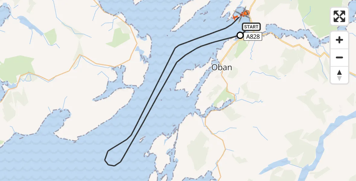 Flight route Coastguard Helicopter Oban Airport - Inner Seas, 29 April 2026, 14:38