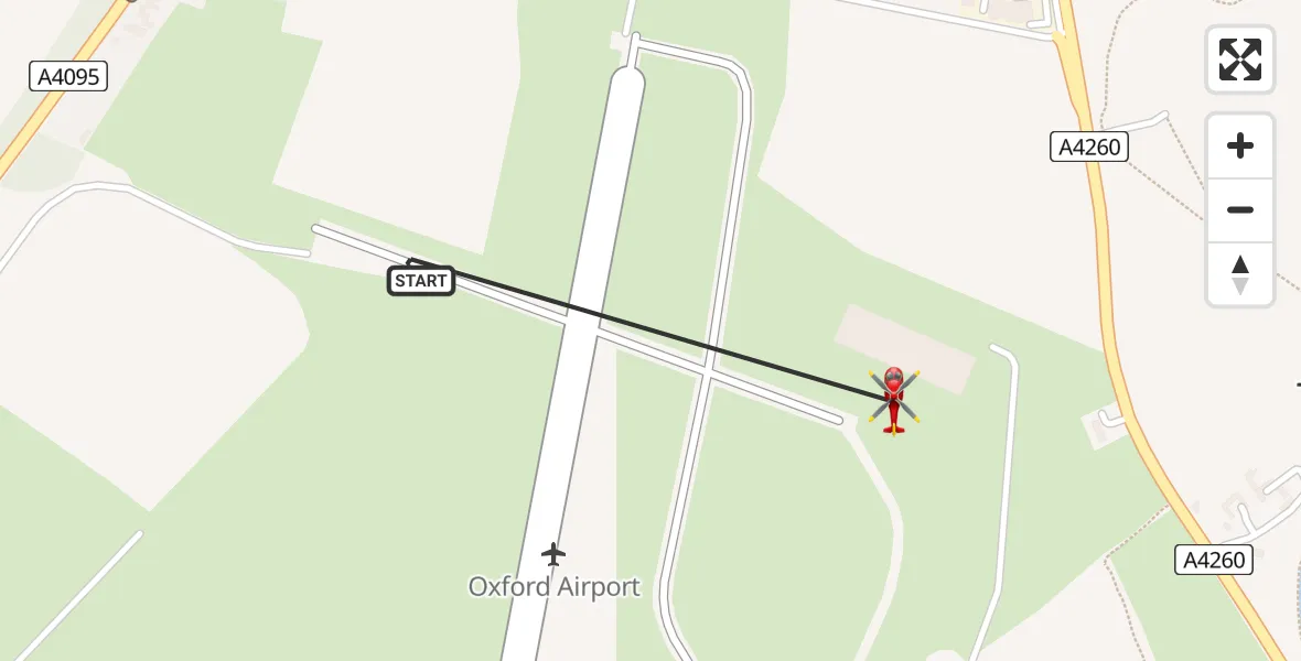Flight route Air Ambulance Helicopter London Oxford Airport - London Oxford Airport, 29 April 2026, 15:08