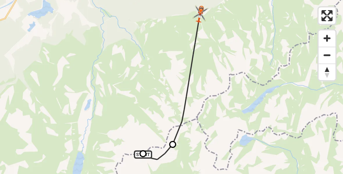 Flight path map showing Coastguard Helicopter route from Highland to Highland
