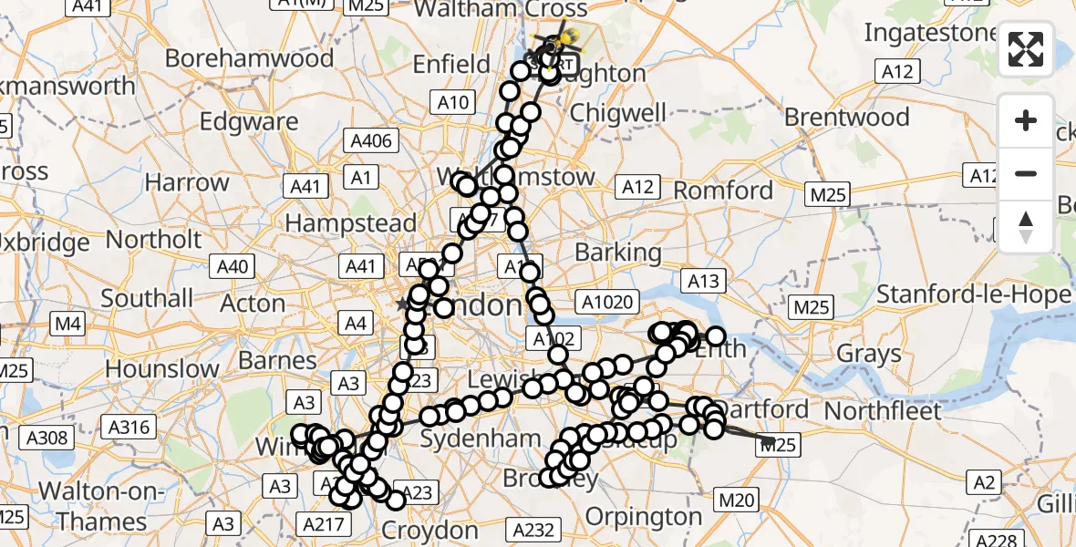 Flight route Police Helicopter Metropolitan Police Air Support Unit Lippitts Hill - Epping Forest, 29 April 2026, 15:57