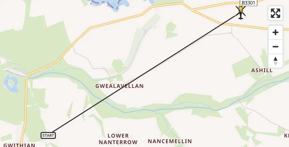 Flight route Police Helicopter Gwinear-Gwithian - Camborne, 29 April 2026, 16:11