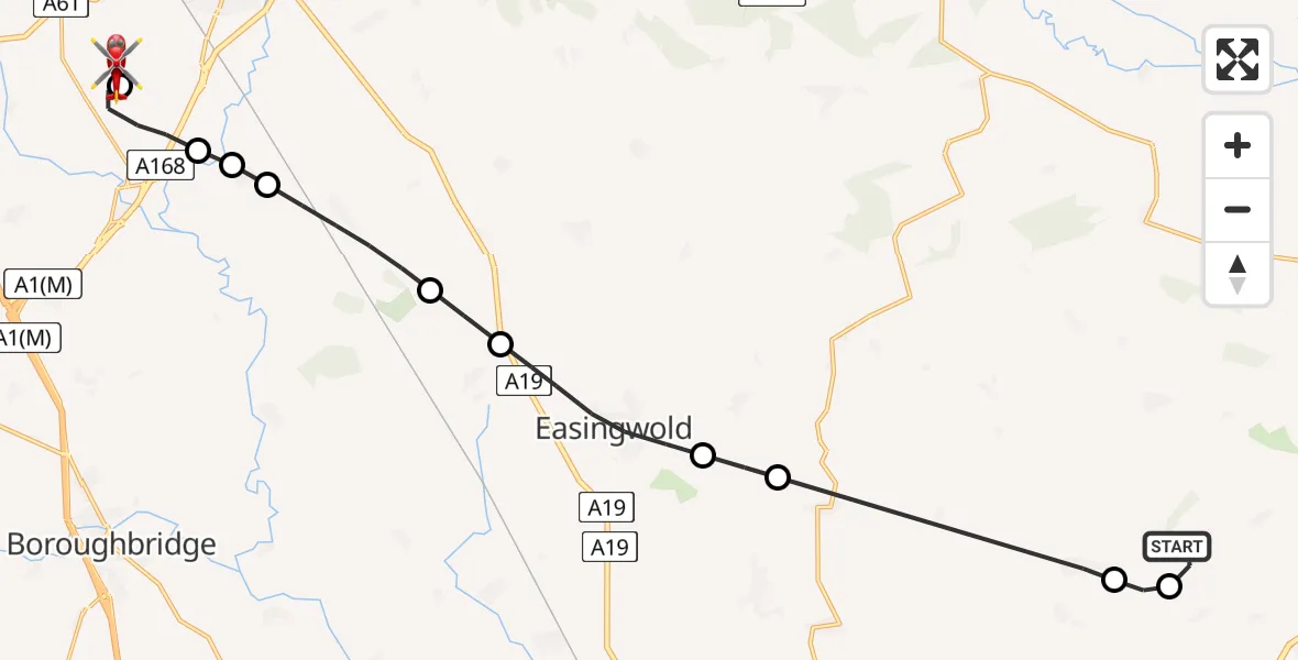 Flight route Air Ambulance Helicopter Sheriff Hutton - RAF Topcliffe, 29 April 2026, 16:50
