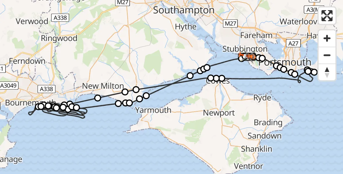 Flight route Coastguard Helicopter Solent Airport - Solent Airport, 29 April 2026, 18:00
