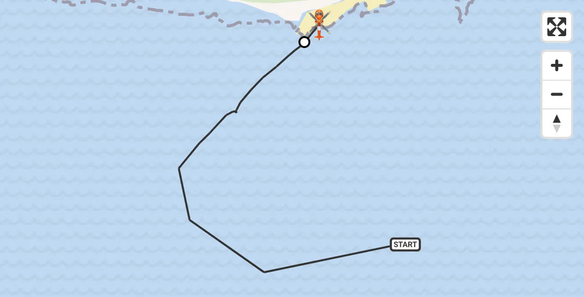 Flight path map showing Coastguard Helicopter route from English Channel to Eastbourne