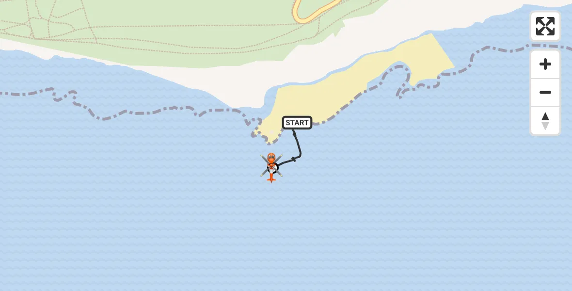 Flight path map showing Coastguard Helicopter route from Eastbourne to English Channel