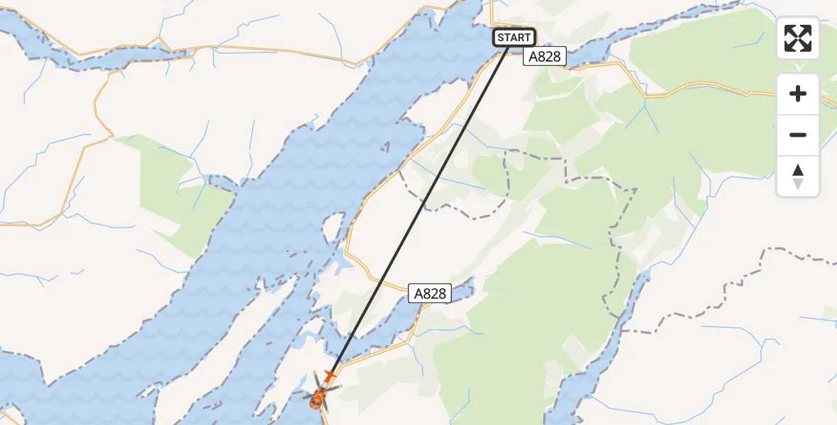 Flight route Coastguard Helicopter Onich - Inner Seas, 29 April 2026, 20:12